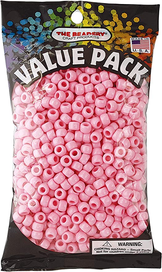 The Beadery 6 by 9mm Barrel Pony Bead, Pink, 900-Pieces